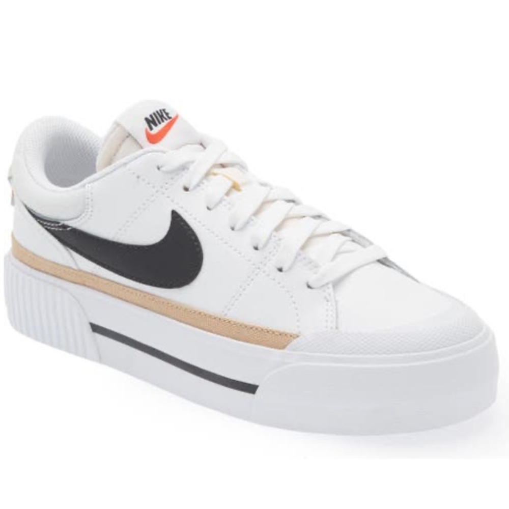 Nike Women's White Black Tan Platform Sneakers